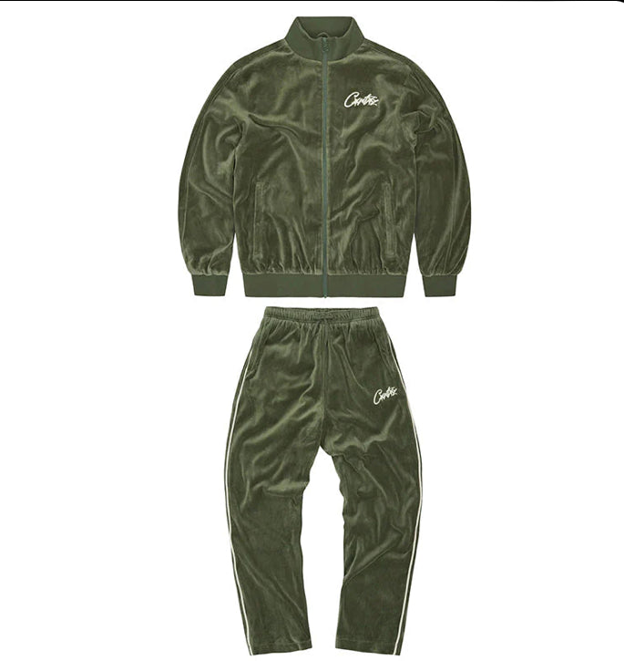 Pronta Entrega - Conjunto Corteiz VVS Velour Jacket Green