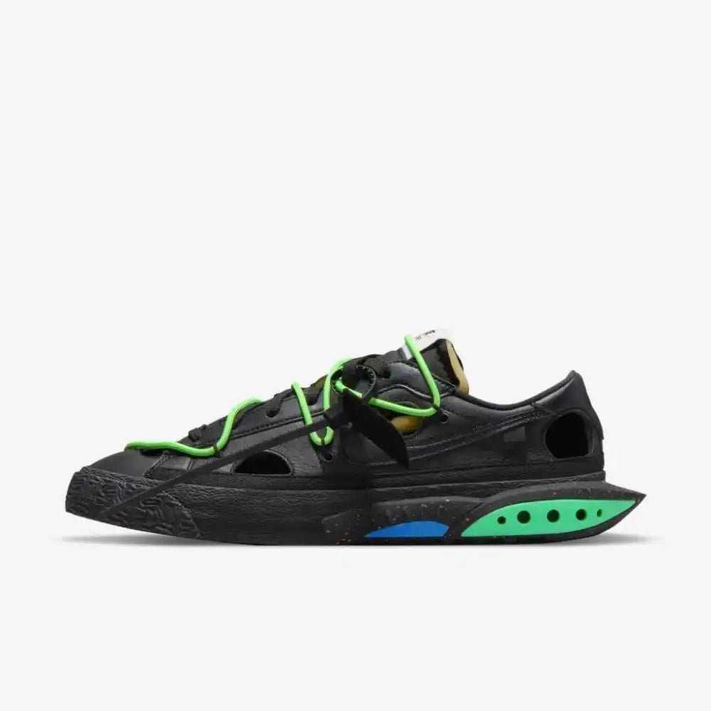 Off-White x Nike Blazer Low Black and Electro Green - DRIP DOS ARTISTAS