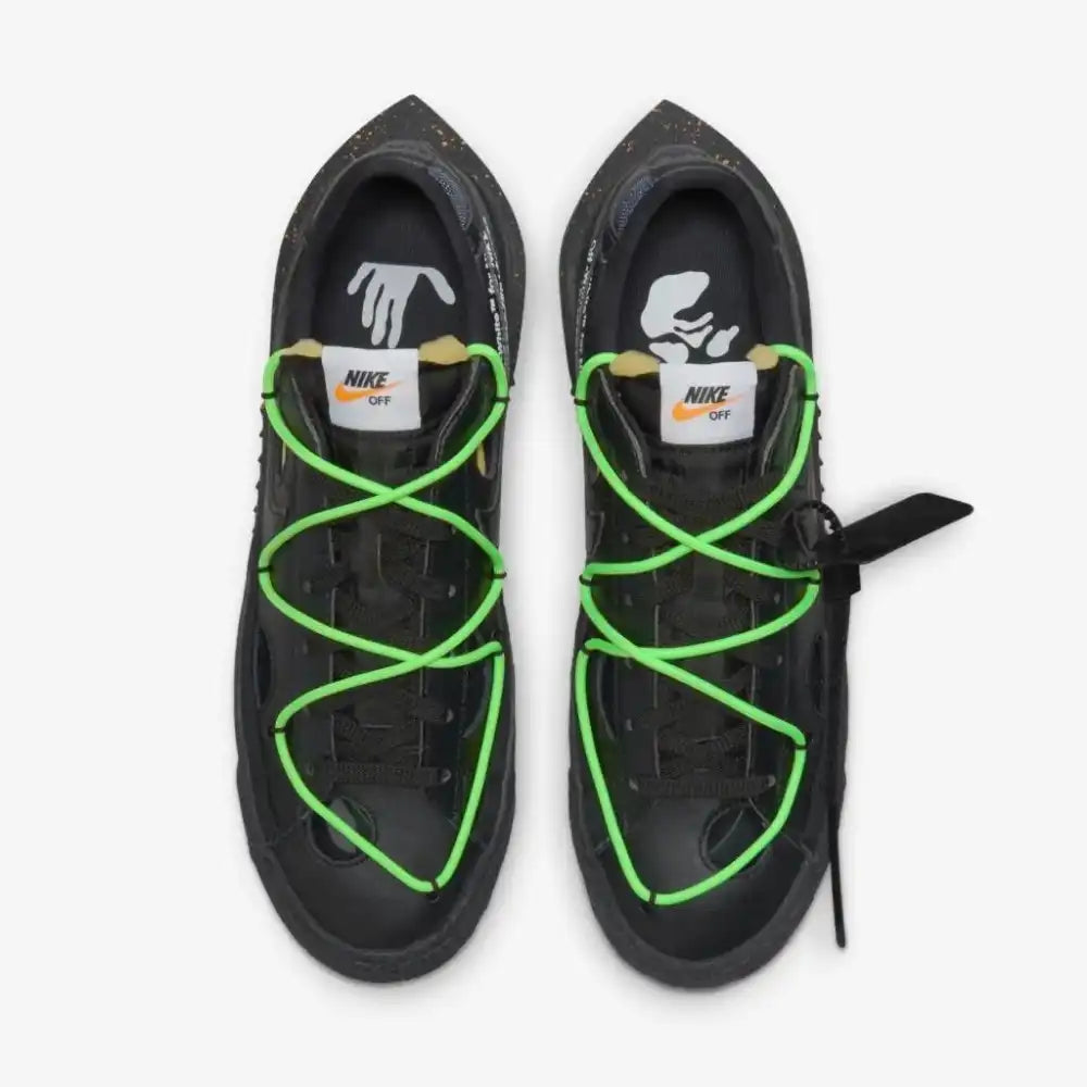 Off-White x Nike Blazer Low Black and Electro Green - DRIP DOS ARTISTAS