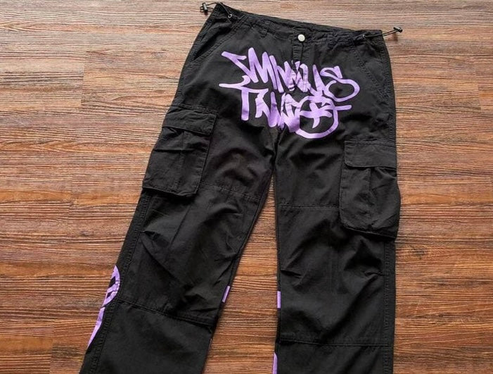 Calça Minus Two Cargo Preto/Roxa