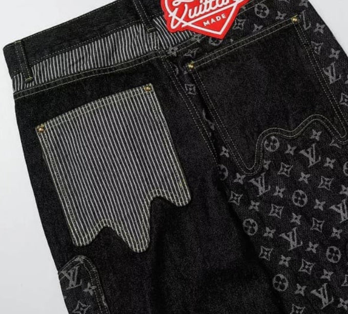 Calça Louis Vuitton x Nigo Monogram Patchwork Denim