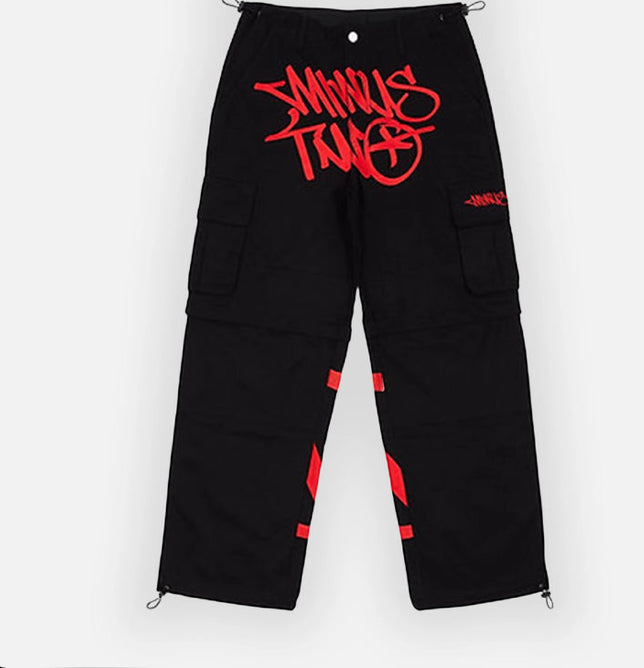 Calça Minus Two Cargo Preto/Vermelha