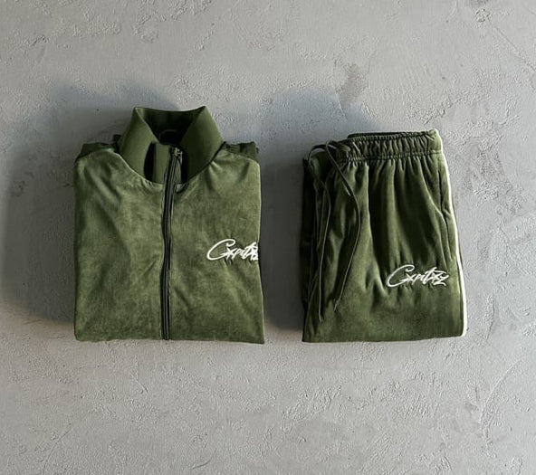 Pronta Entrega - Conjunto Corteiz VVS Velour Jacket Green