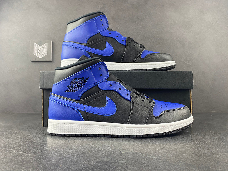 Air Jordan 1 Mid Hyper Royal Tumbled Leather - DRIP DOS ARTISTAS