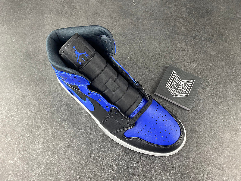 Air Jordan 1 Mid Hyper Royal Tumbled Leather - DRIP DOS ARTISTAS