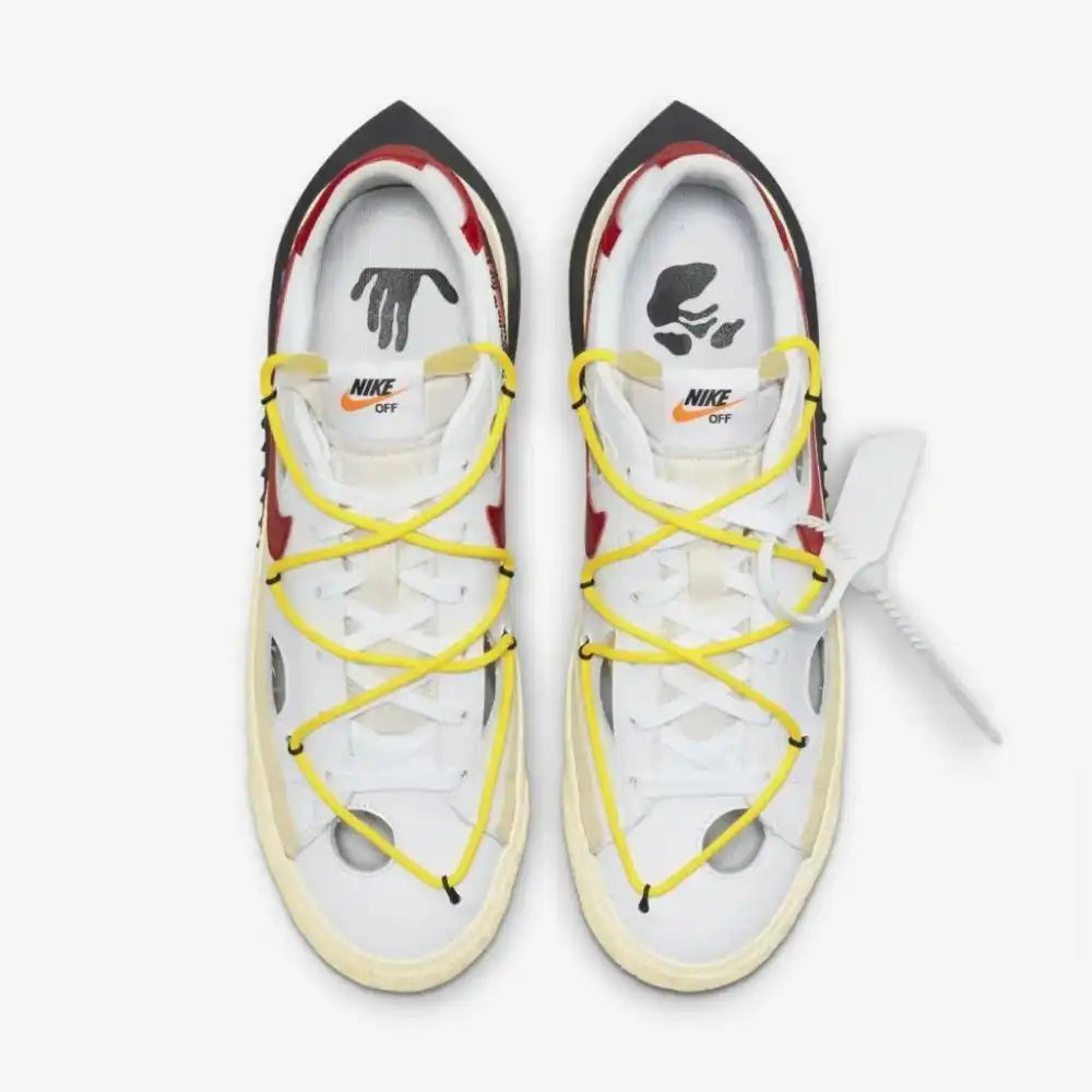 Off-White x Nike Blazer Low White and University Red - DRIP DOS ARTISTAS