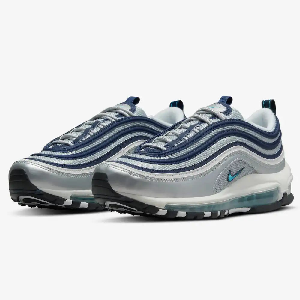 Nike Air Max 97 Metallic Silver and Chlorine Blue - DRIP DOS ARTISTAS 