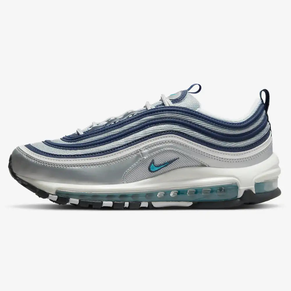 Nike Air Max 97 Metallic Silver and Chlorine Blue - DRIP DOS ARTISTAS 