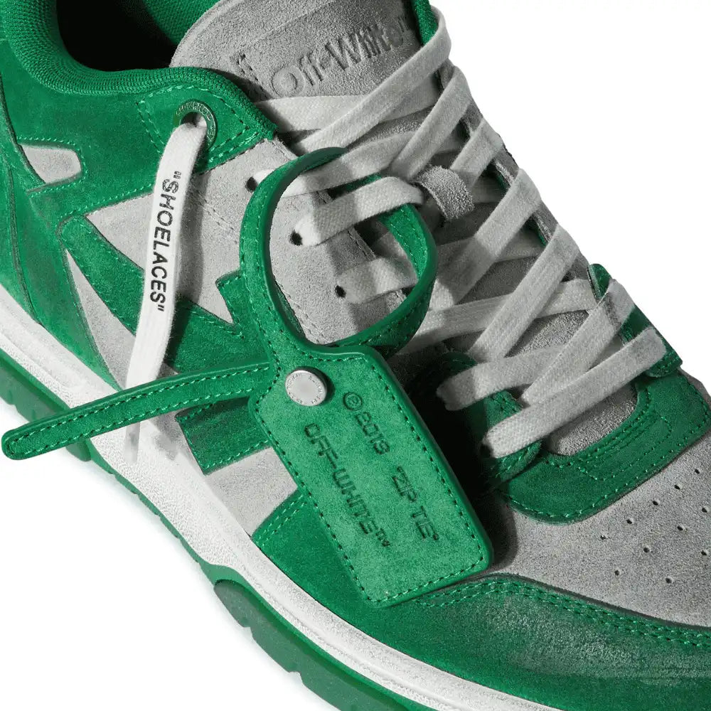 Off-White Out Of Office Vintage Suede Grey Green - DRIP DOS ARTISTAS 