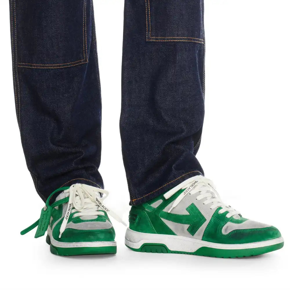 Off-White Out Of Office Vintage Suede Grey Green - DRIP DOS ARTISTAS 