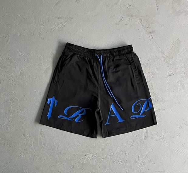 Shorts Trapstar Script Swimming Black/Dazzling Blue