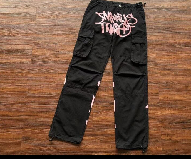 Calça Minus Two Cargo Preto/Rosa