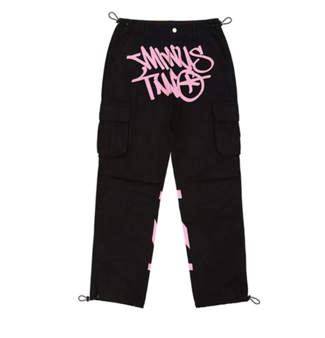 Calça Minus Two Cargo Preto/Rosa