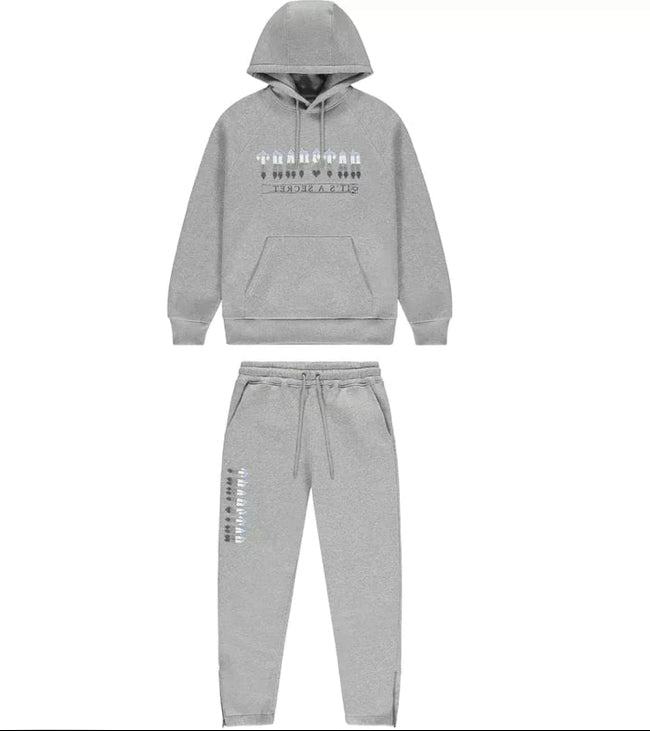 Conjunto Trapstar Chenille Decoded 2.0 Hoodie Grey/Ice Blue