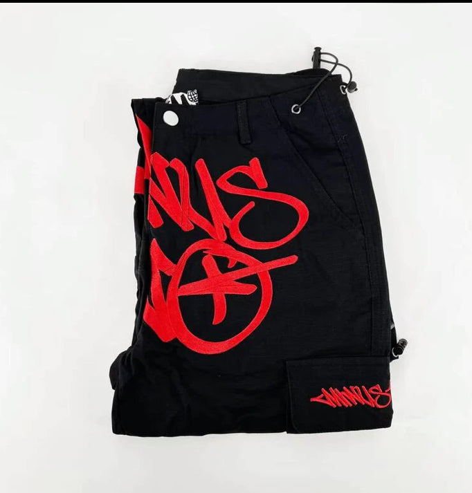 Calça Minus Two Cargo Preto/Vermelha