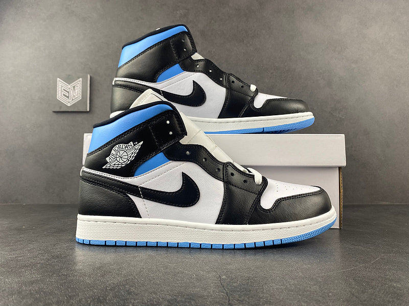 Jordan 1 Mid University Black White - DRIP DOS ARTISTAS 