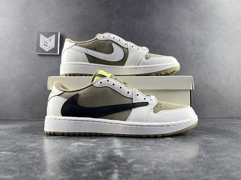 Jordan 1 Retro Low Golf Travis Scott Neutral Olive - DRIP DOS ARTISTAS 