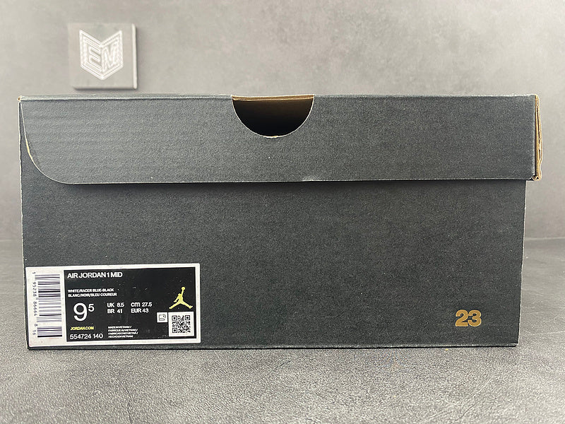 Jordan 1 Mid White Black Racer Blue - DRIP DOS ARTISTAS 