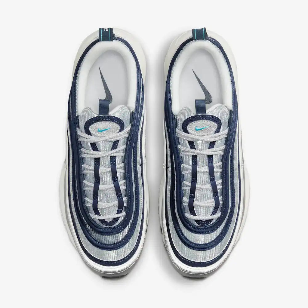 Nike Air Max 97 Metallic Silver and Chlorine Blue - DRIP DOS ARTISTAS 