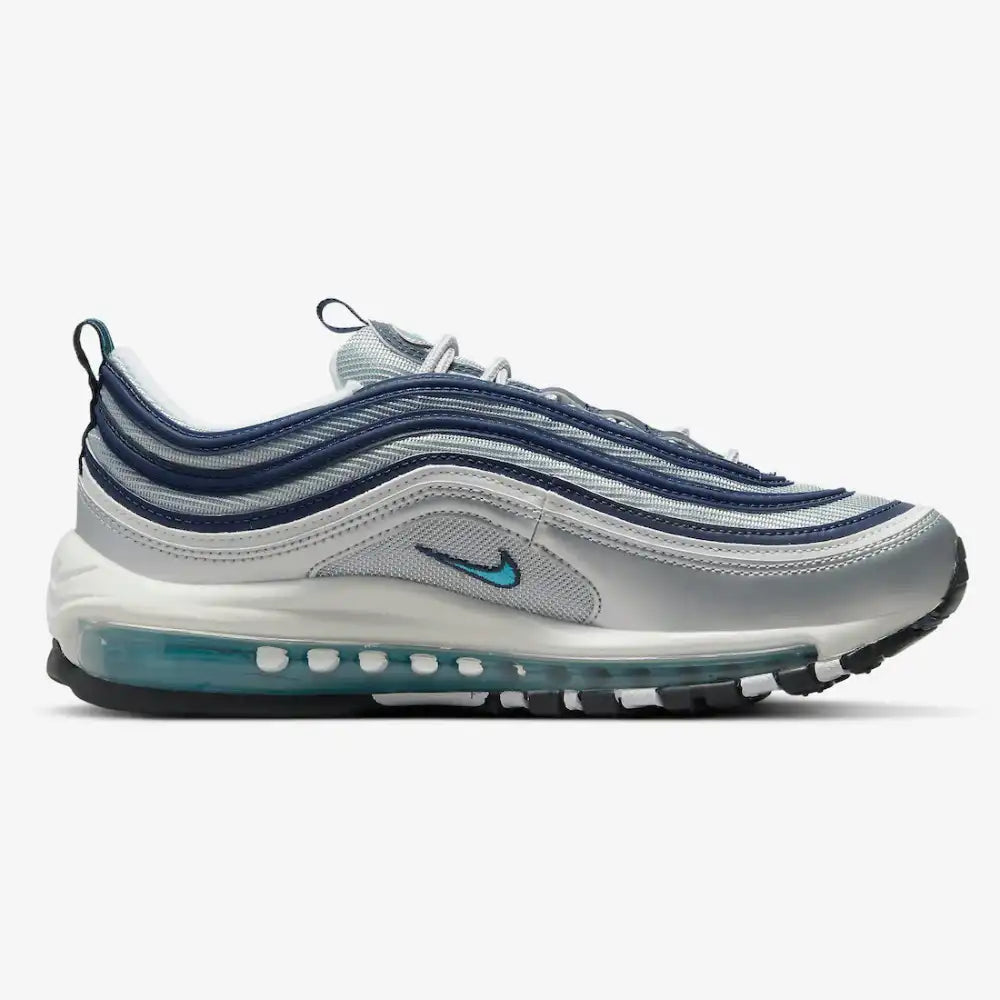 Nike Air Max 97 Metallic Silver and Chlorine Blue - DRIP DOS ARTISTAS 