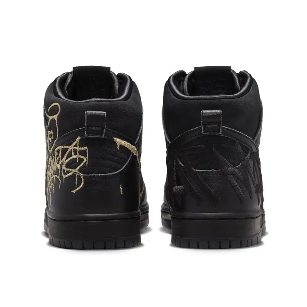 Nike SB Dunk High Pro Black and Metallic Gold - DRIP DOS ARTISTAS 